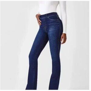 Spanx Women Flare Jeans Small Petite Midnight Shade Indigo Blue Boho Western NWT